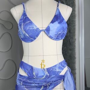 SHEIN Blue and Gold Bikini Set